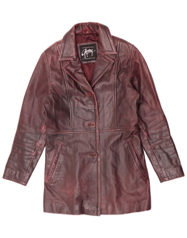 Gipsy by Mauritius Γυναικείο Δερμάτινο Παλτό UK 12 Medium Burgundy
