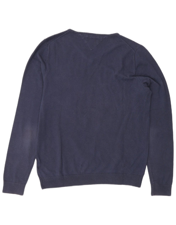 Tommy Hilfiger Womens V-Neck Jumper Sweater UK 18 XL Navy Blue Cotton