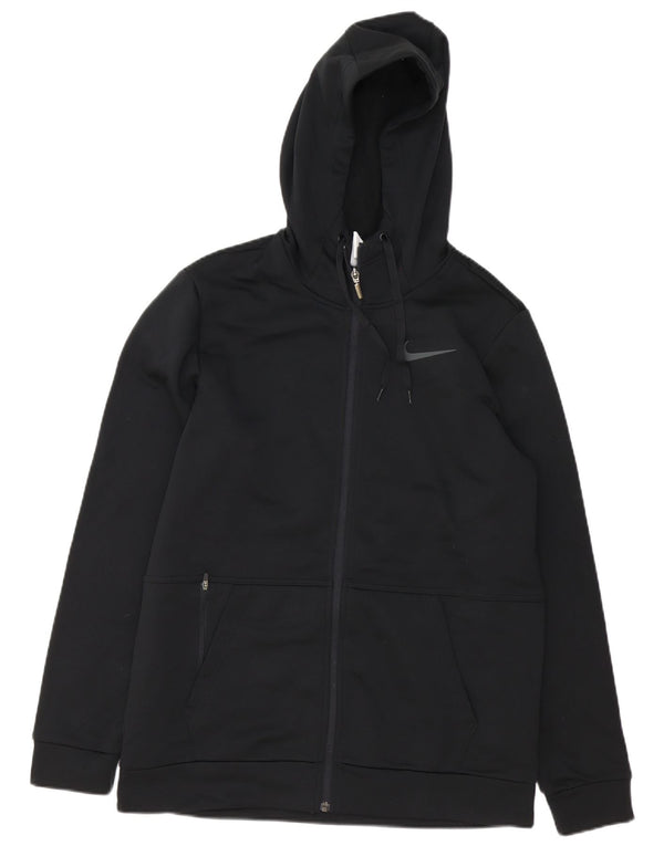 Ανδρικό πουλόβερ Nike Therma-Fit με φερμουάρ, μεσαίο μαύρο πολυεστέρα