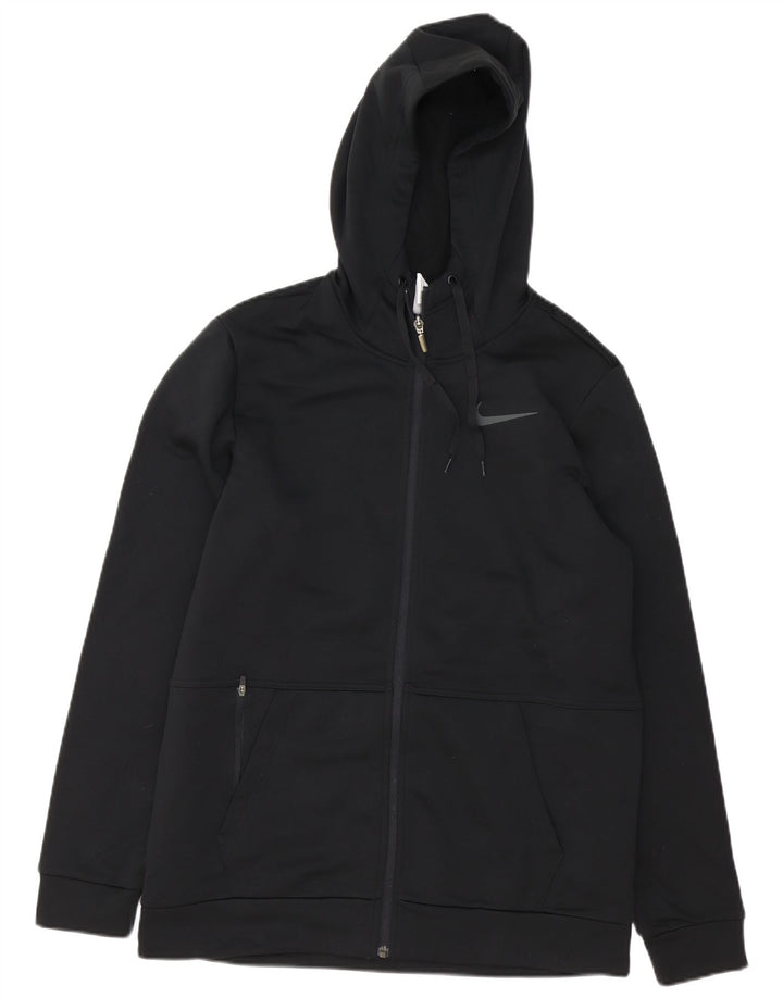 Ανδρικό πουλόβερ Nike Therma-Fit με φερμουάρ, μεσαίο μαύρο πολυεστέρα