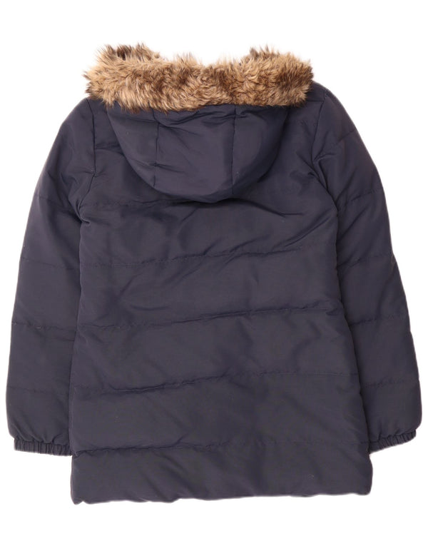 Jack Wills Γυναικείο μπουφάν με κουκούλα Sherpa UK 8 Small Navy Blue Nylon