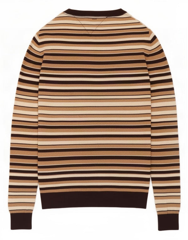 Tommy Hilfiger γυναικείο πουλόβερ με λαιμόκοψη με V λαιμόκοψη UK 14 Μεσαίο μπεζ ριγέ