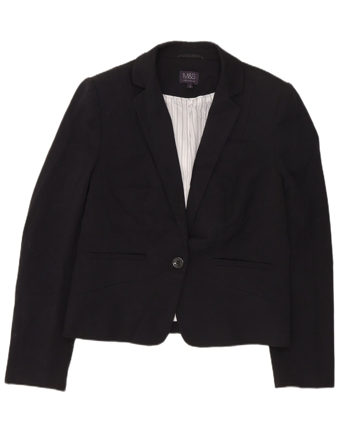 Marks & Spencer Γυναικείο Μπουφάν Blazer Crop 1 Button UK 12 Medium Black