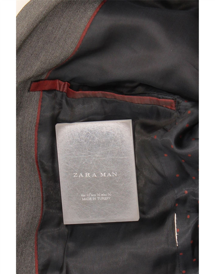 Zara Ανδρικό τζάκετ μπλέιζερ με 2 κουμπιά EU 46 Μεσαίο γκρι ψαροκόκκαλο