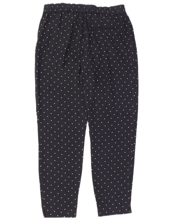 Zara Womens Slim Casual Trousers Medium W30 L27 Navy Blue Polka Dot