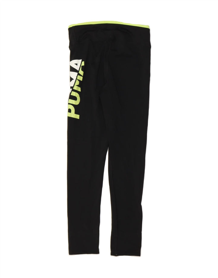 PUMA Girls Graphic Leggings 11-12 Years Black Polyester Vintage Puma and Second-Hand Puma from Messina Hembry 