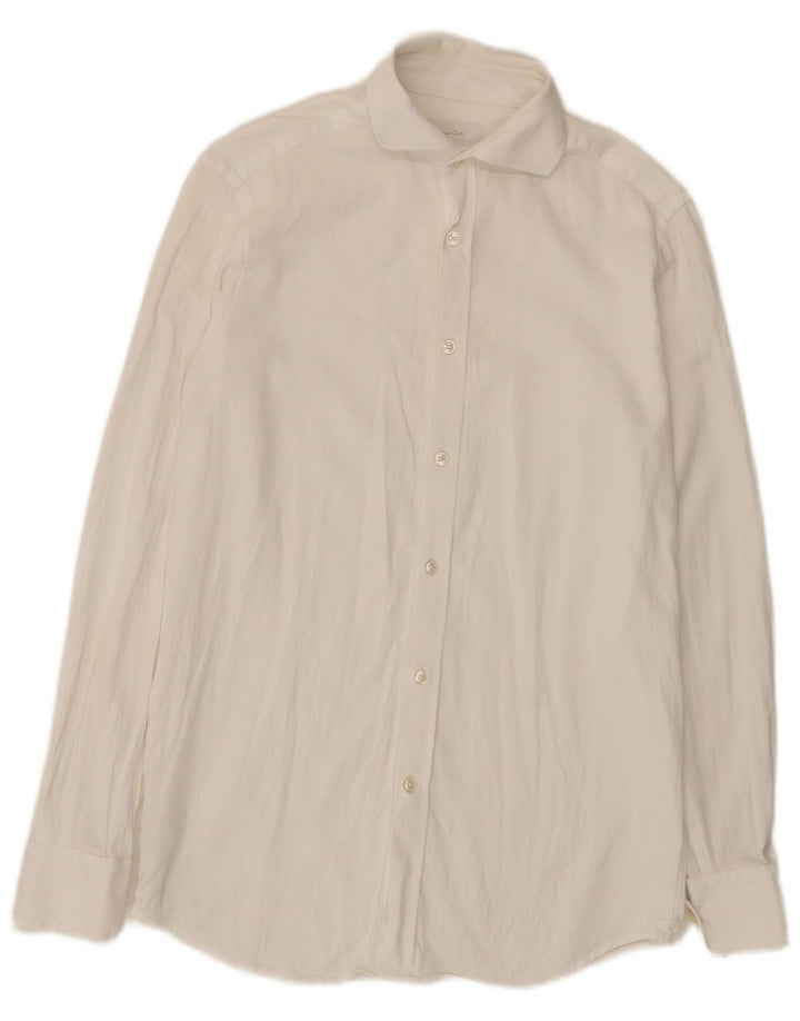Ανδρικό πουκάμισο Massimo Dutti Μέγεθος 39 Μεσαίο Λευκό Βαμβακερό
