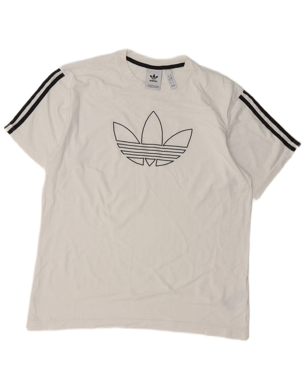 Ανδρικό γραφικό T-Shirt Adidas Top μεγάλο λευκό βαμβακερό