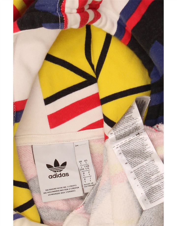 Ανδρικό γραφικό κουκούλα Adidas Μεγάλο πολύχρωμο βαμβακερό μπλοκ χρώματος