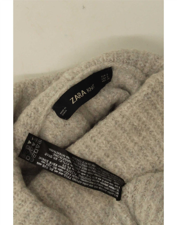 Zara γυναικείο πουλόβερ υπερμεγέθη ρολό λαιμόκοψη UK 10 Small Grey Acrylic