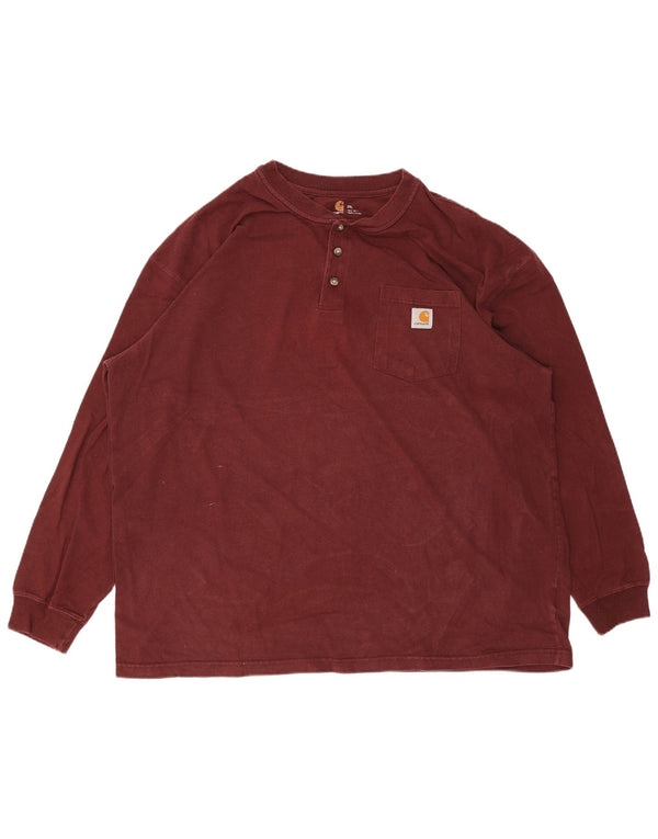 Ανδρικό μπλουζάκι CARHARTT μακρυμάνικο 2XL βαμβακερό μπορντό