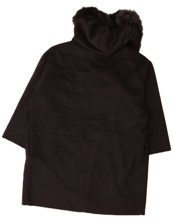 Zara Γυναικείο ανοιχτό πανωφόρι με κουκούλα UK 18 XL μαύρο μάλλινο