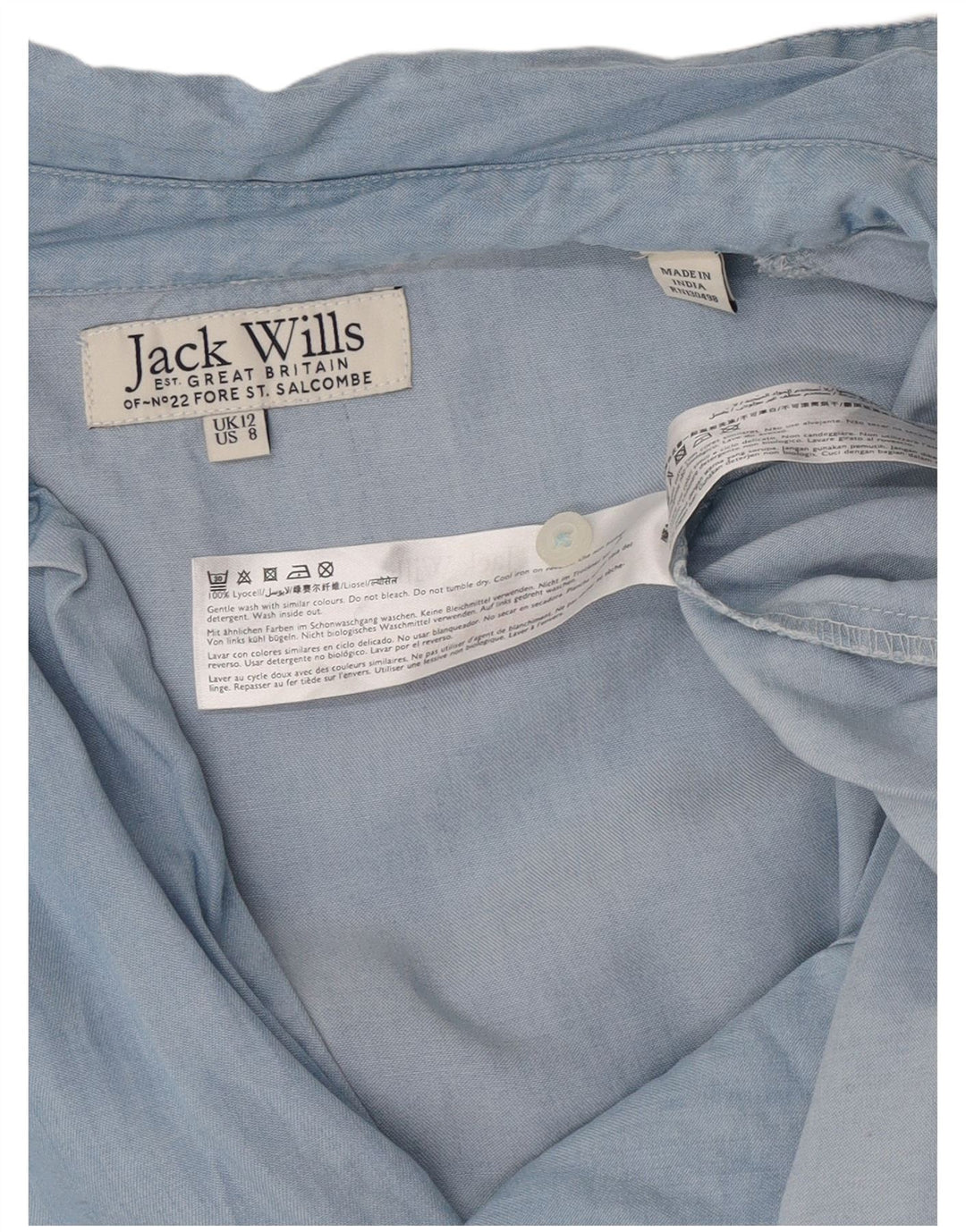 Jack Wills γυναικείο πουλόβερ με μανίκια 3/4 υπερμεγέθη πουκάμισο UK 12 μεσαίο μπλε