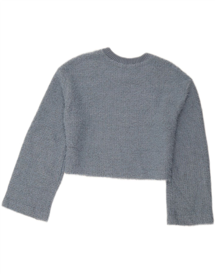Zara Γυναικείο πουλόβερ με λαιμόκοψη Crop Crop UK 14 Medium Blue Polyester