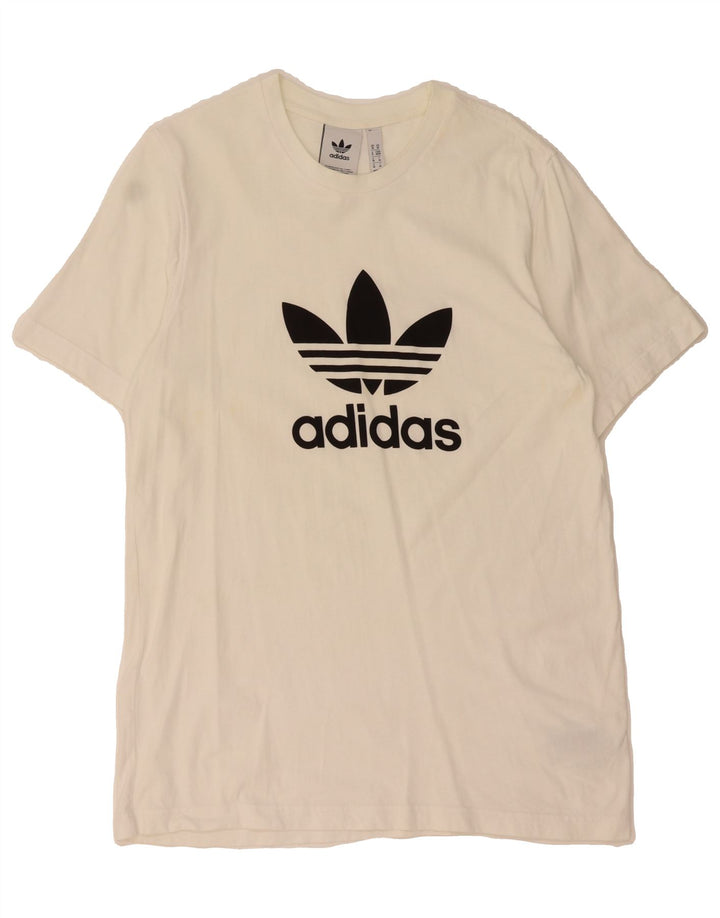 ADIDAS Mens Graphic T-Shirt Top Medium White Cotton Vintage Adidas and Second-Hand Adidas from Messina Hembry 