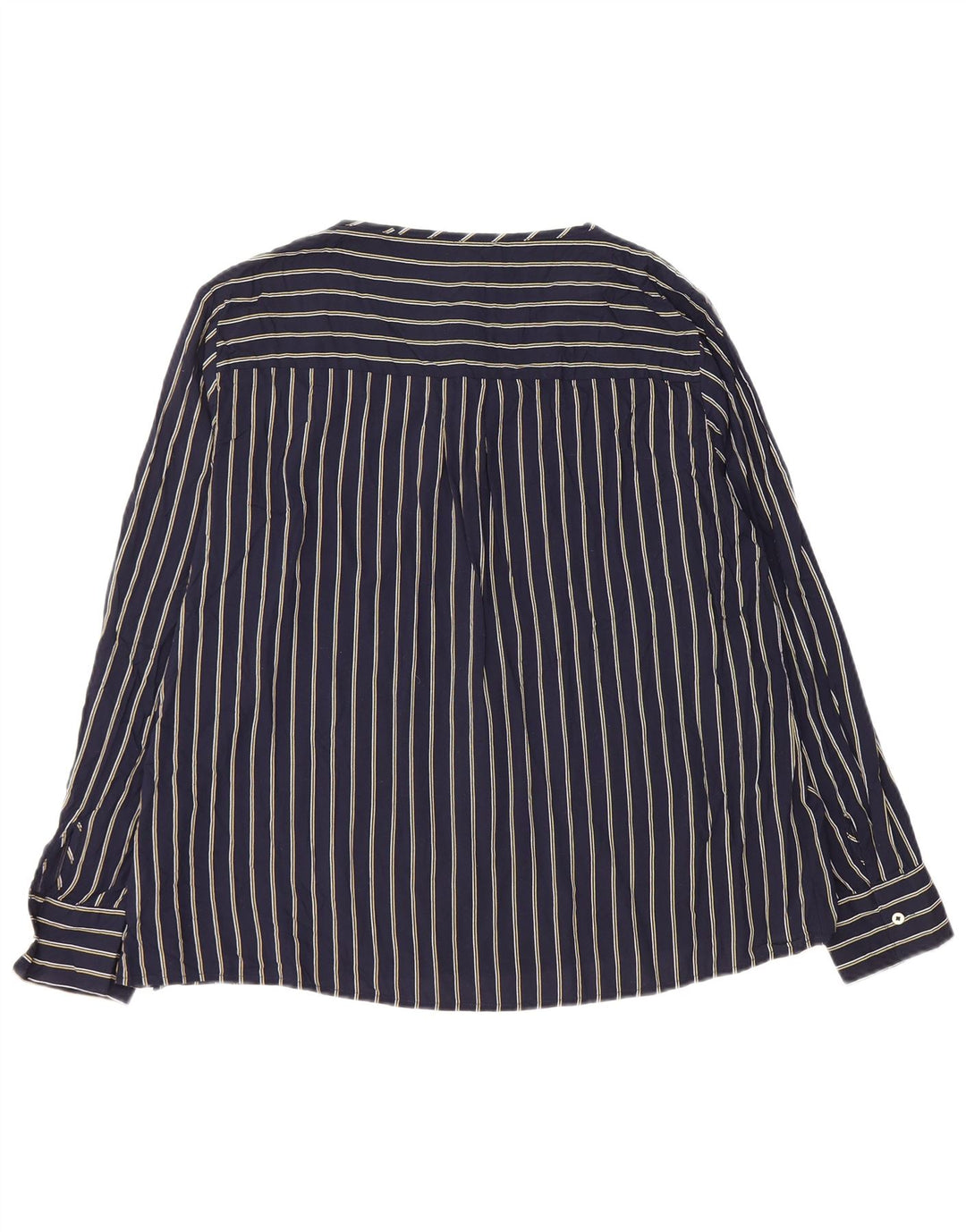 BENETTON Γυναικεία μακρυμάνικη μπλούζα τοπ UK 16 Large Navy Blue Pinstripe