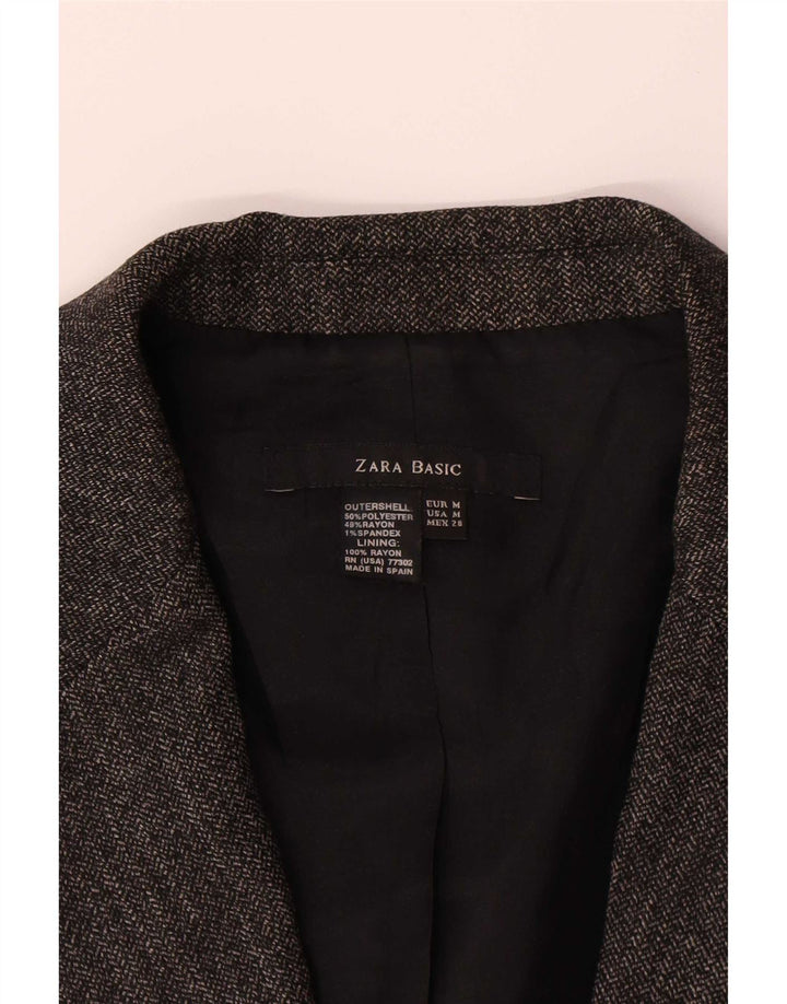 Zara Γυναικείο Μπουφάν 1 Κουμπί Blazer UK 12 Medium Grey Polyester