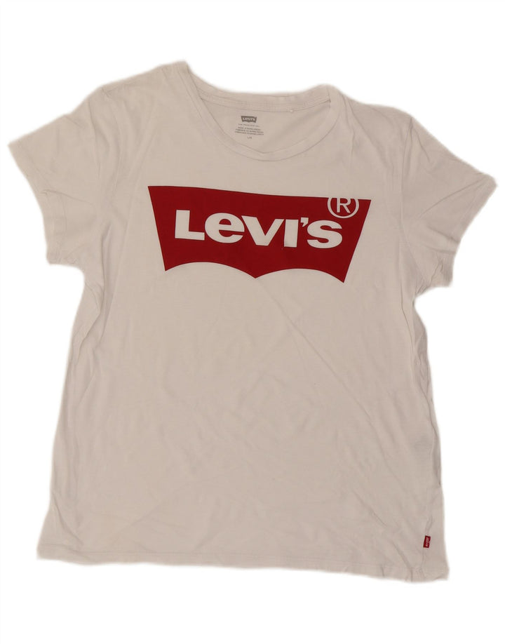 Γυναικείο γραφικό T-Shirt LEVI'S Top UK 16 Large White
