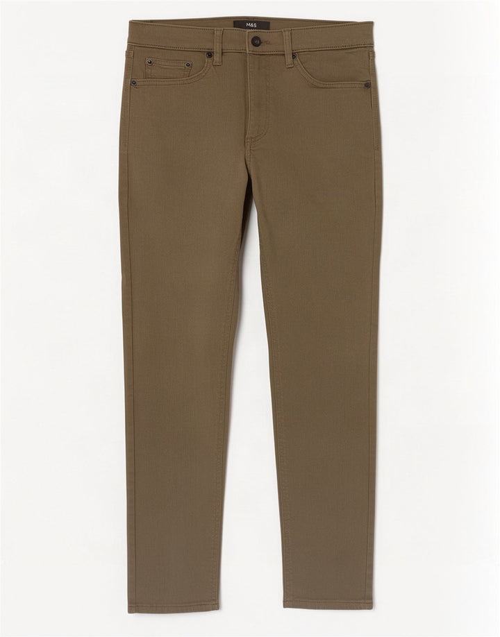 Marks & Spencer Ανδρικό Slim Jeans W30 L29 Χακί βαμβακερό