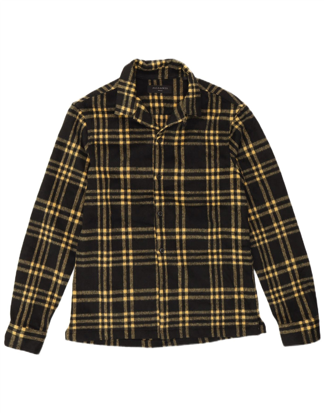 Ανδρικό φανελένιο πουκάμισο ALL SAINTS Small Black Check Polyester Classic