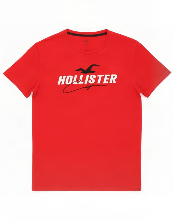Ανδρικό γραφικό μπλουζάκι Hollister Top μεσαίο κόκκινο βαμβακερό