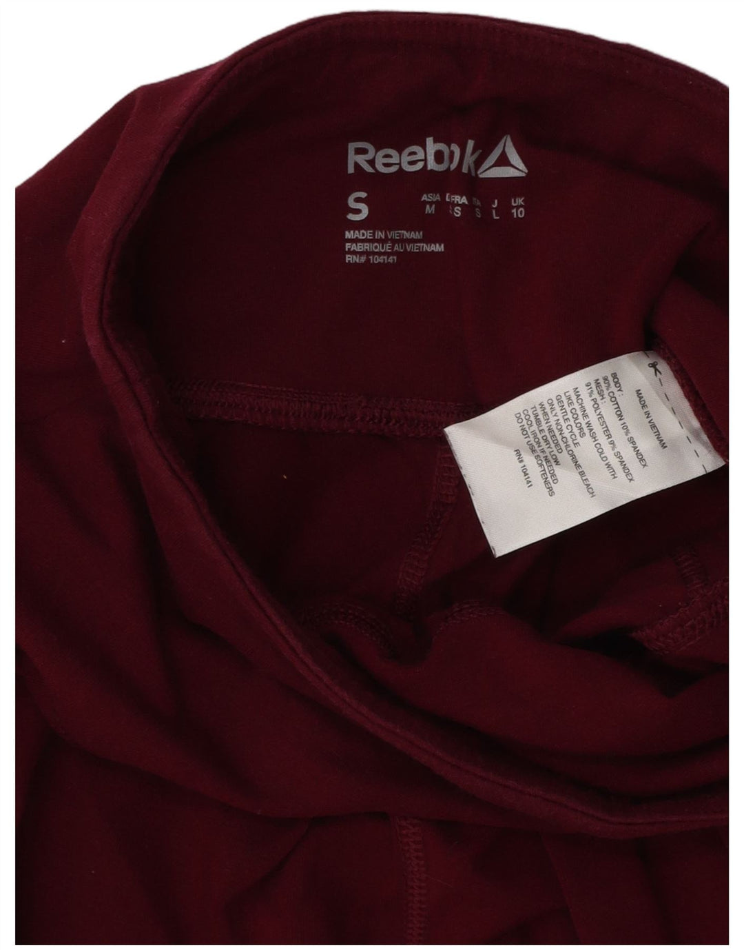 REEBOK Γυναικείο Crop κολάν UK 10 Small μπορντό βαμβακερό