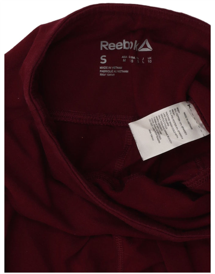 REEBOK Γυναικείο Crop κολάν UK 10 Small μπορντό βαμβακερό