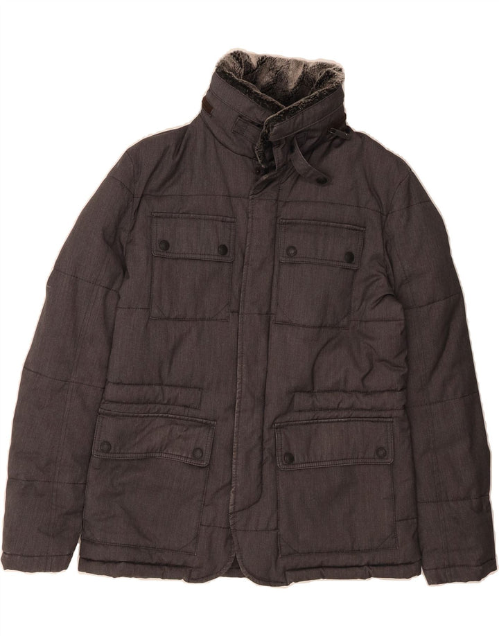ZARA Mens Windbreaker Jacket UK 40 Large Grey Polyester Vintage Zara and Second-Hand Zara from Messina Hembry 