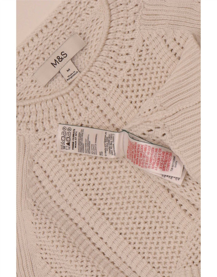 Marks & Spencer Γυναικείο πουλόβερ Crop Crew Neck Jumper UK 14 Medium Off White