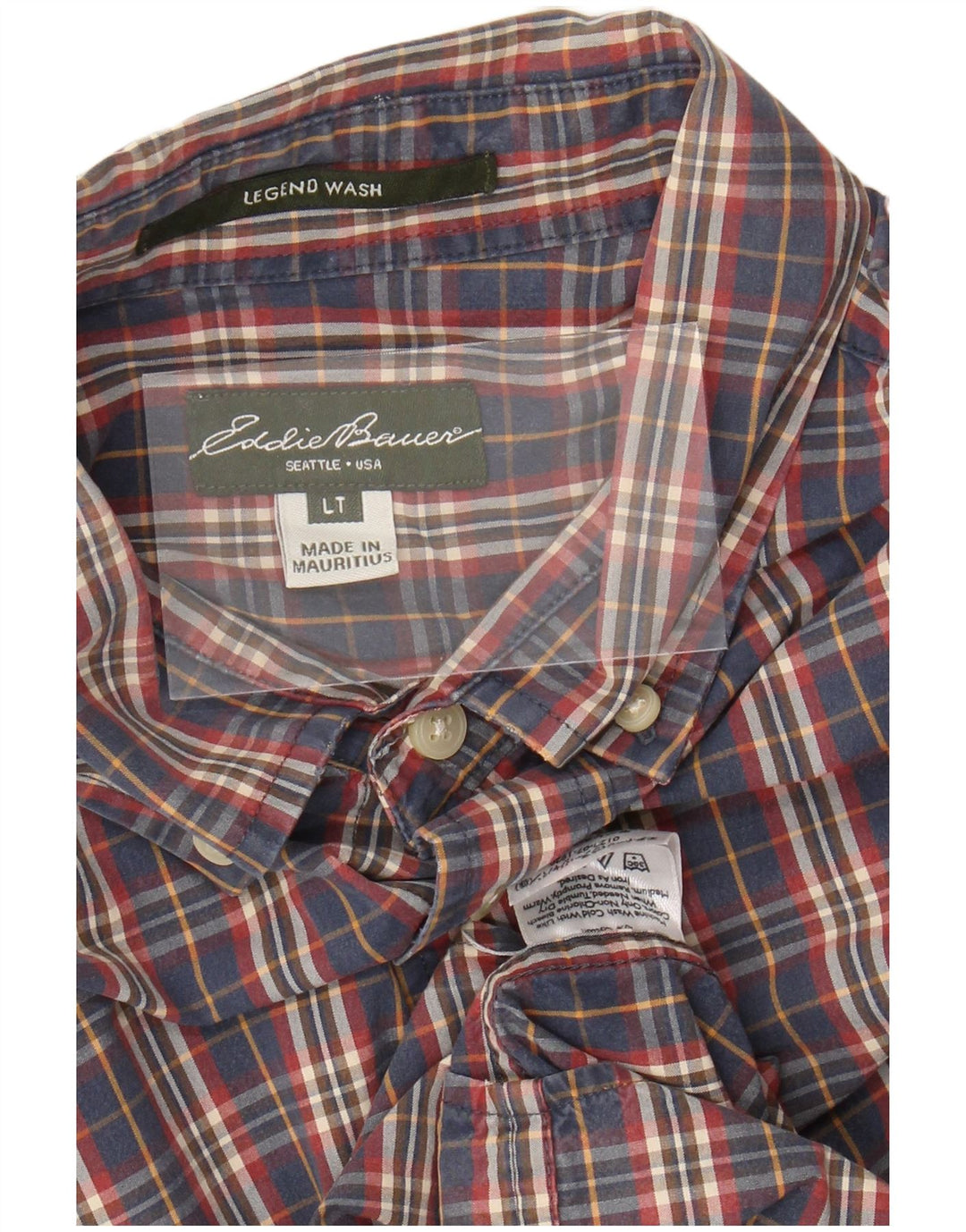 EDDIE BAUER Ανδρικό πουκάμισο μεγάλο μπλε ναυτικό καρό βαμβακερό