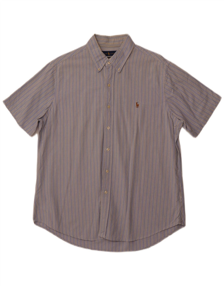 POLO RALPH LAUREN Ανδρικό κοντομάνικο πουκάμισο Classic Fit μεγάλο μπλε ριγέ