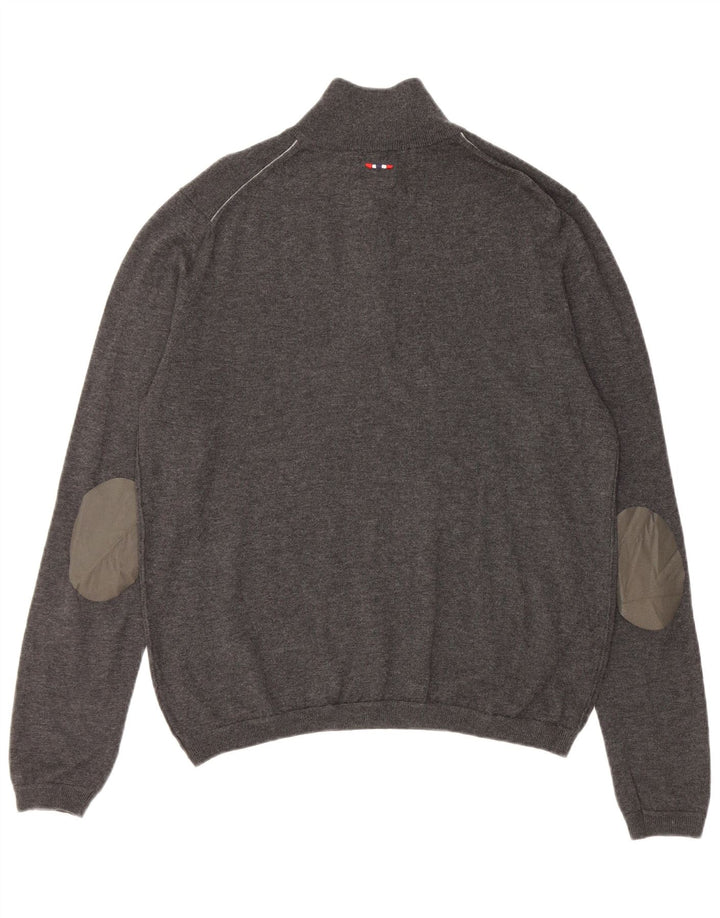 NAPAPIJRI Ανδρικό πουλόβερ με φερμουάρ με λαιμόκοψη, μεσαίο γκρι μαλλί Merino