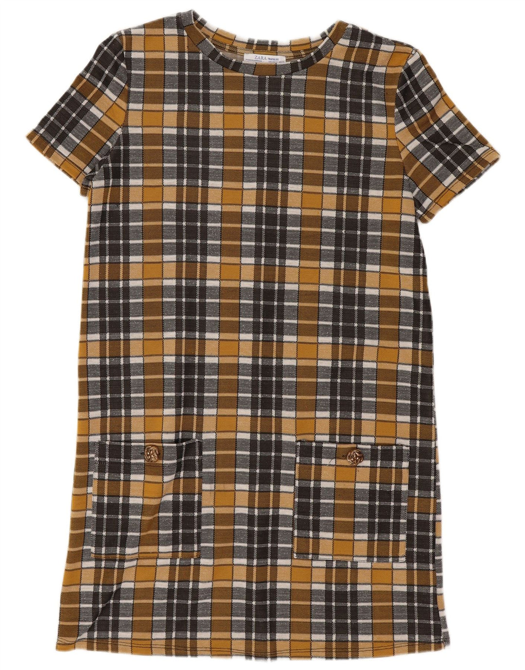 Zara Γυναικείο φόρεμα Trafaluc Shift UK 10 Small Yellow Check