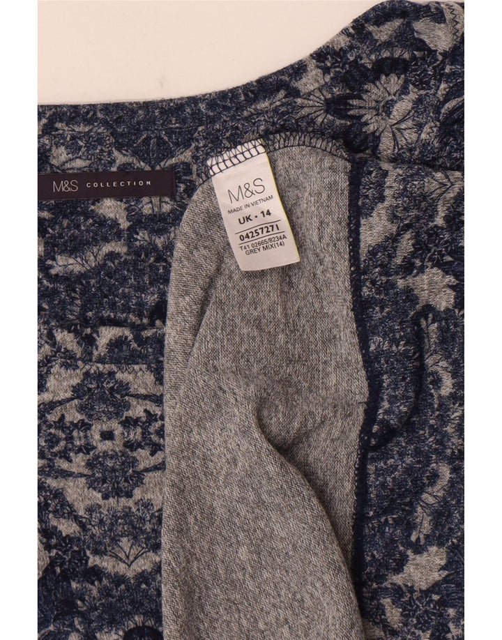 Marks & Spencer Γυναικείο τουνίκ 3/4 μανίκι τοπ UK 14 μεσαίο γκρι λουλουδάτο
