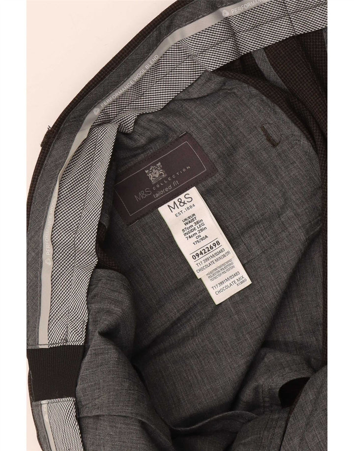 Marks & Spencer Ανδρικό παντελόνι με λεπτή εφαρμογή W38 L29 καφέ