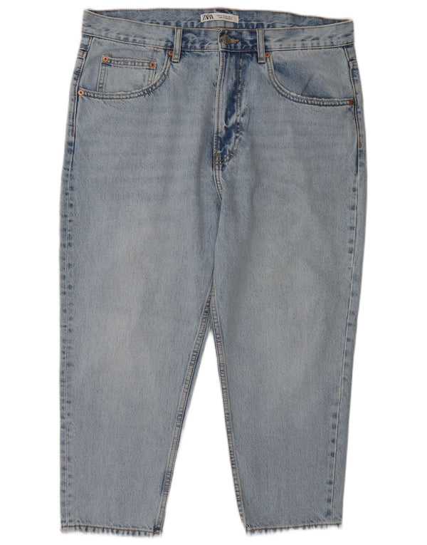 Zara Mens Cropped Tapered Jeans EU 44 Large W34 L23 Blue Cotton