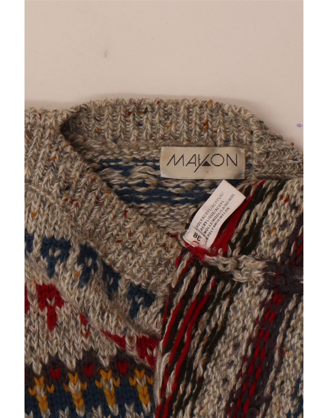Mayon Γυναικείο πουλόβερ με λαιμό σκακιέρα EU 38 Medium Grey Fair Isle