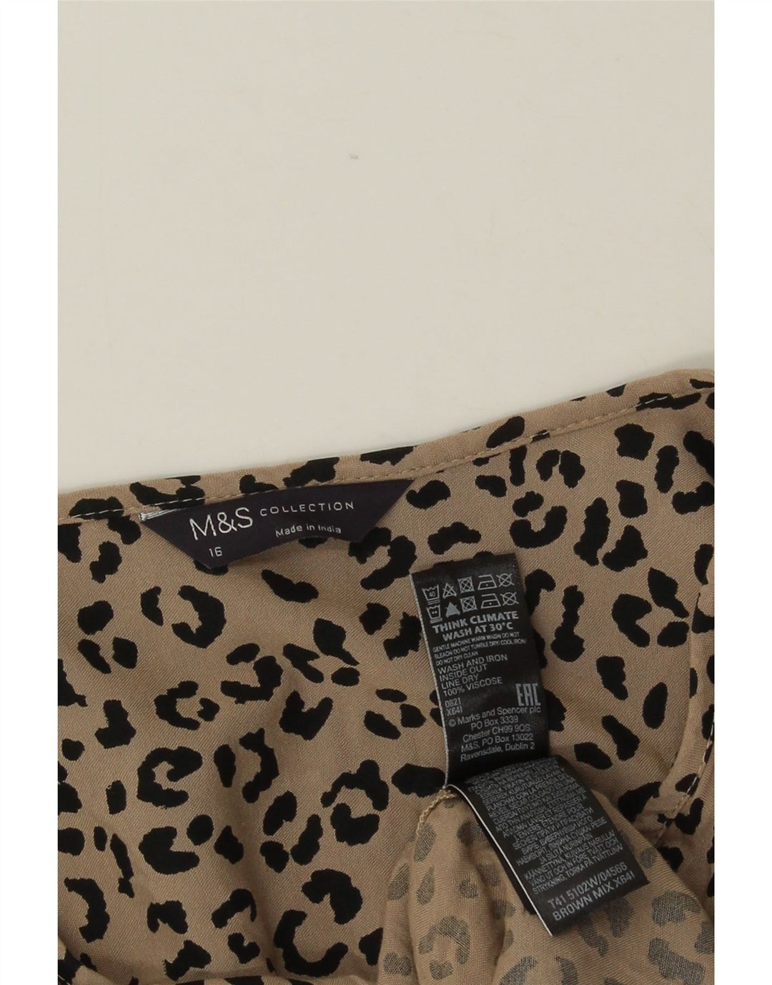 MARKS & SPENCER Γυναικεία μπλούζα τοπ UK 16 Large καφέ Animal print