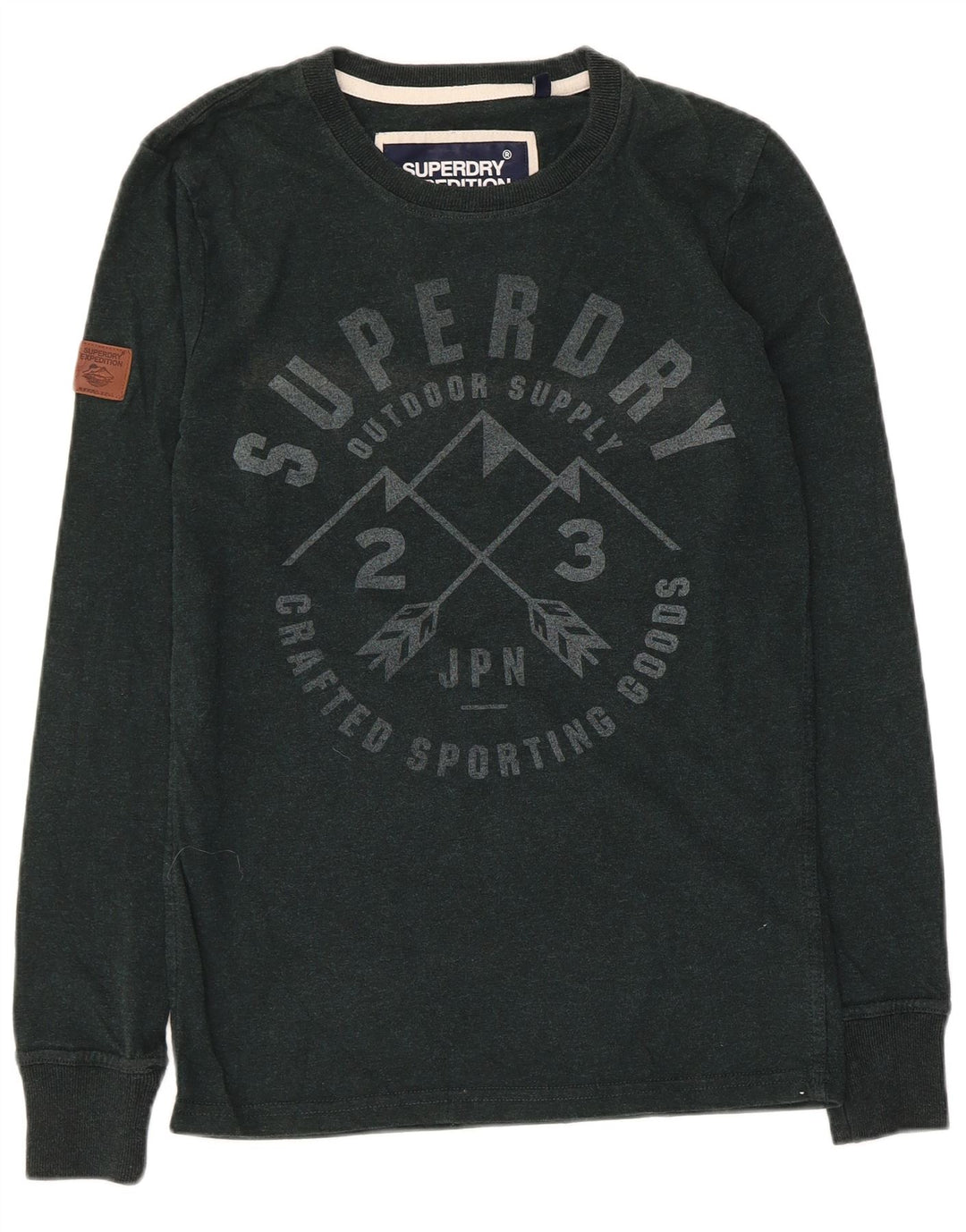 Ανδρικό γραφικό τοπ Superdry Μακρυμάνικο μικρό πράσινο βαμβακερό