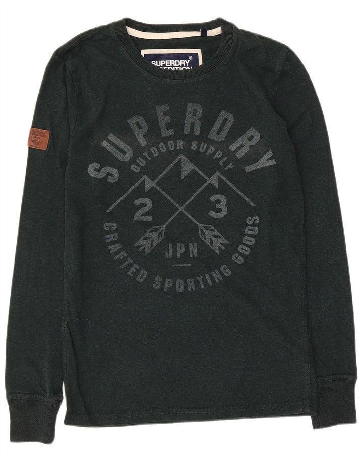 Ανδρικό γραφικό τοπ Superdry Μακρυμάνικο μικρό πράσινο βαμβακερό