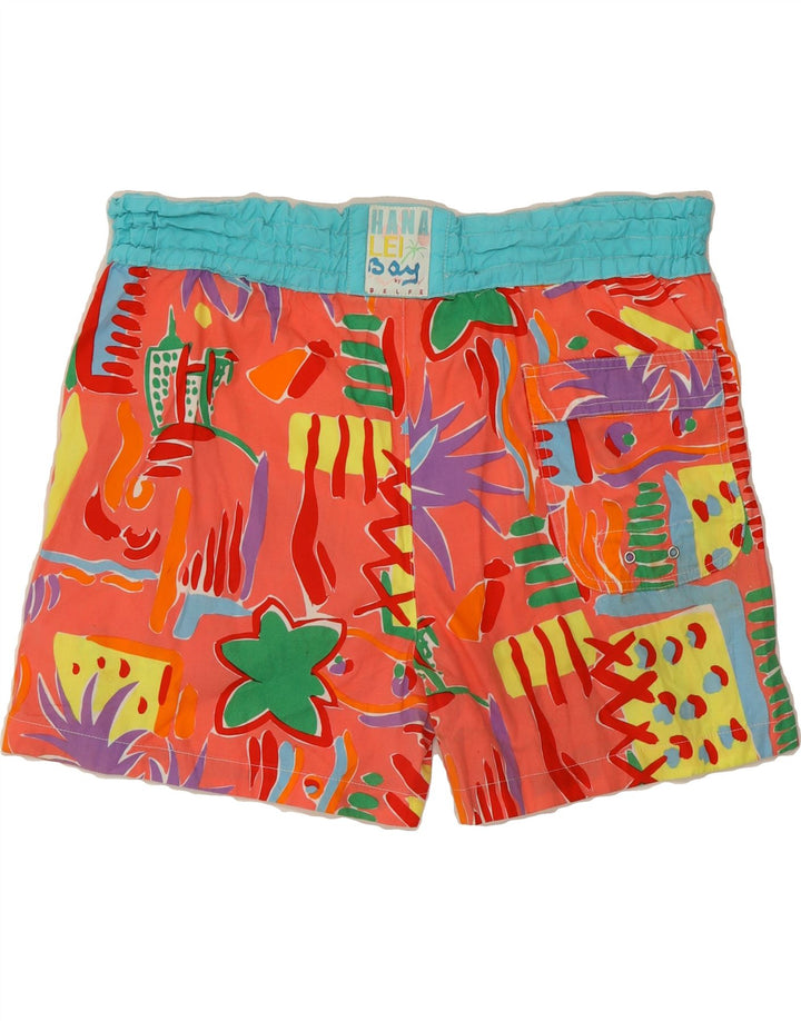 BELFE Mens Graphic Swimming Shorts 2XL Red Geometric Vintage Belfe and Second-Hand Belfe from Messina Hembry 