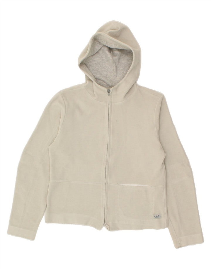 LEE Womens Crop Zip Hoodie Sweater UK 12 Medium Grey Polyester Vintage Lee and Second-Hand Lee from Messina Hembry 