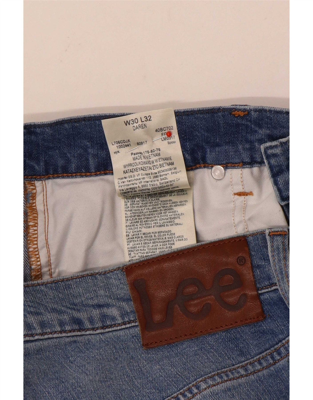 Lee Mens Daren Straight Jeans W30 L32 Blue Cotton