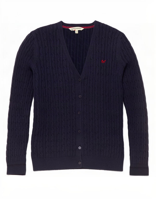 Crew Clothing Γυναικεία ζακέτα πουλόβερ UK 16 Large Navy Blue Cotton