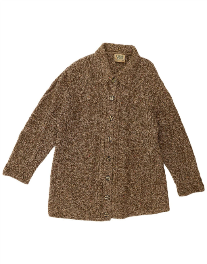 CARRAIG DONN Γυναικείο πουλόβερ ζακέτα UK 14 Μαλλί μεσαίου χακί