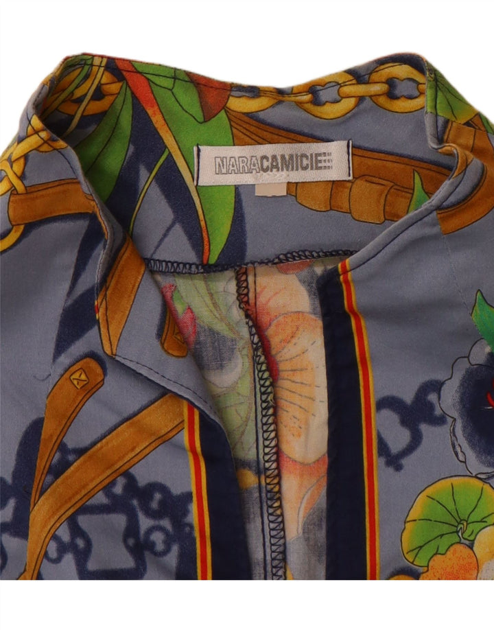 NARACAMICIE Γυναικείο πουκάμισο με 3/4 μανίκια μπλούζα UK 16 μεγάλο μπλε λουλουδάτο