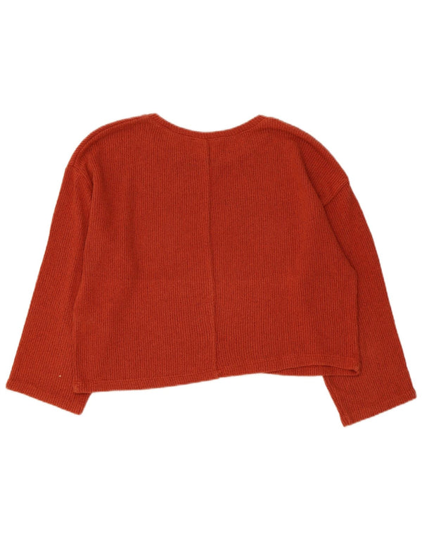 ZARA Γυναικείο Trafaluc Crop Boat Neck Jumper πουλόβερ UK 16 Large Maroon