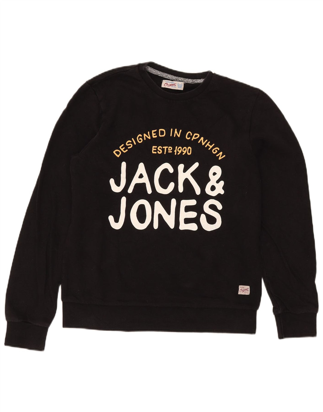 Ανδρικό γραφικό φούτερ Jack & Jones, μεσαίο μαύρο βαμβακερό