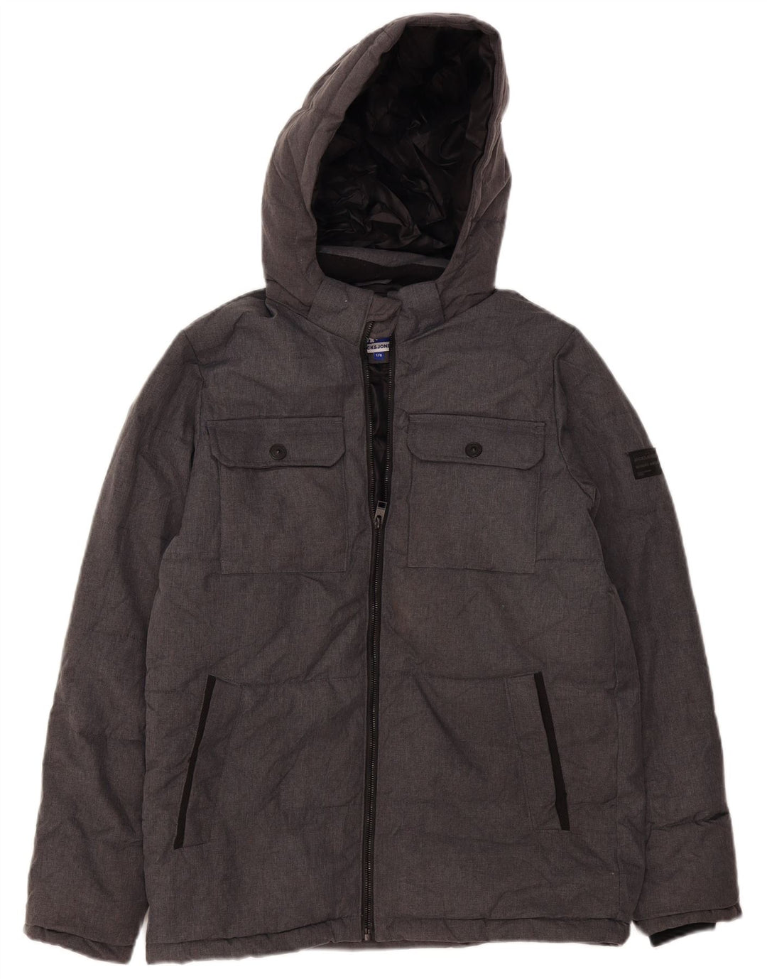 Jack & Jones Boys Hooded Jacket 15-16 Years Grey Flecked