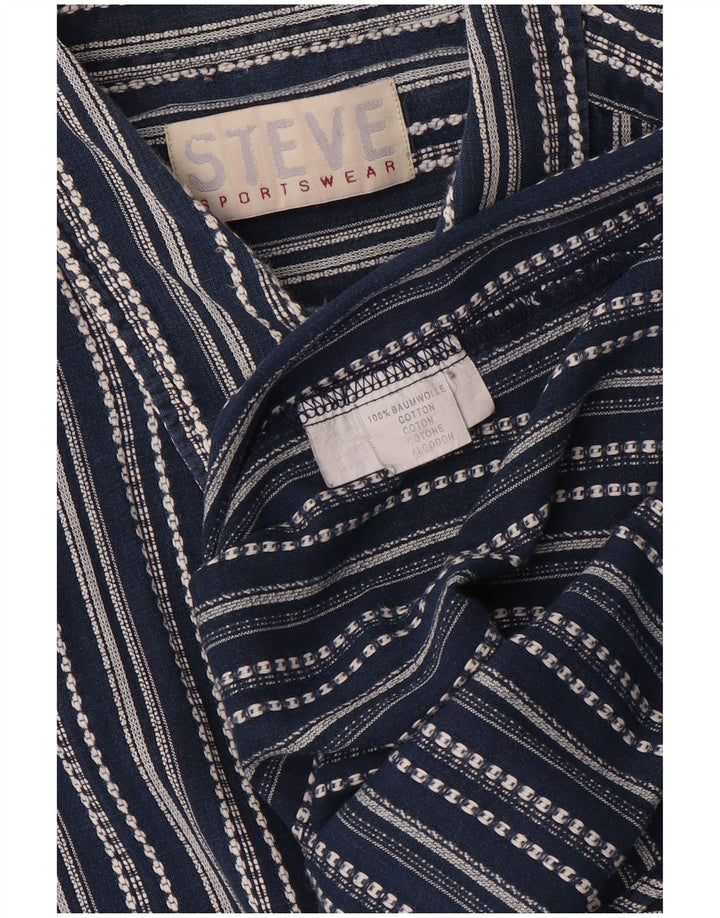 VINTAGE Ανδρικό κοντομάνικο πουκάμισο Steve XL Βαμβακερό μπλε ριγέ